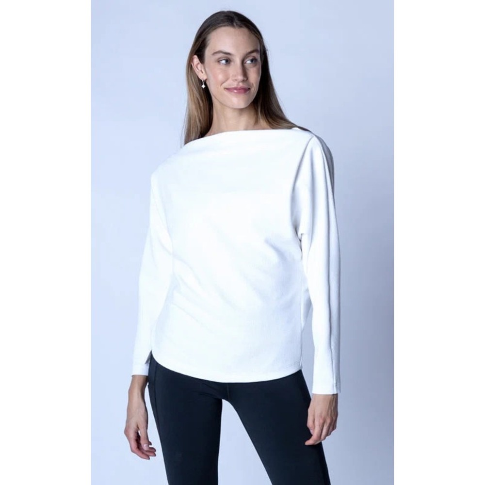 Levelwear Verve Kandi Sweater Womens S White Off Shoulder Ottoman Knit Chic